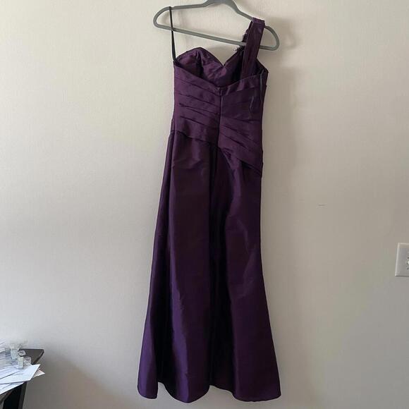 ALVINA VALENTA plum purple one shoulder maxi bridesmaids dress - Picture 2 of 5